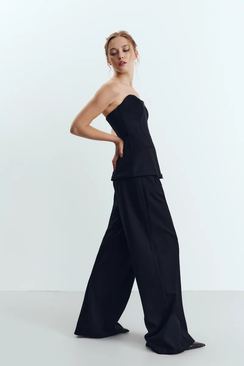 Black suiting palazzo pants photo 2