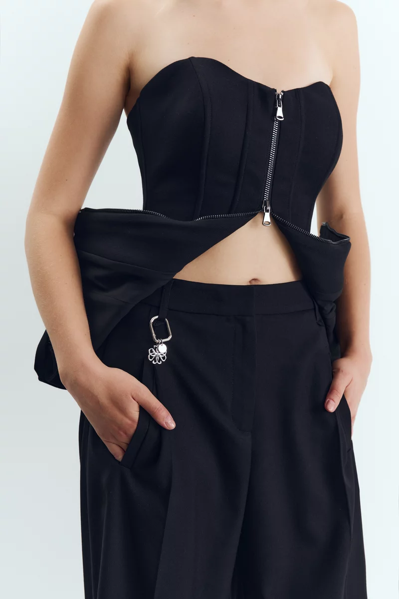 Black suiting palazzo pants photo 3