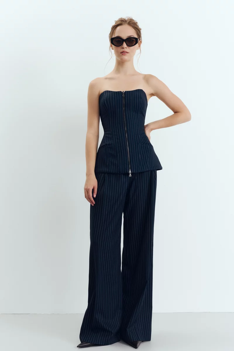 Blue suiting palazzo pants photo 2