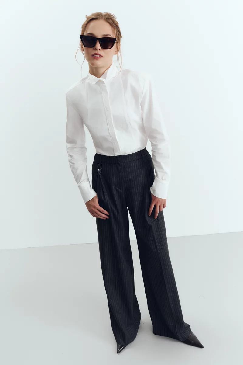 Gray suiting palazzo pants photo 1