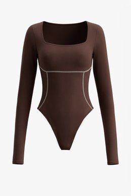 Боди с моделирующими швами в шоколадном оттенке