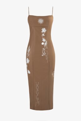 Beige leather midi dress Soul with slits