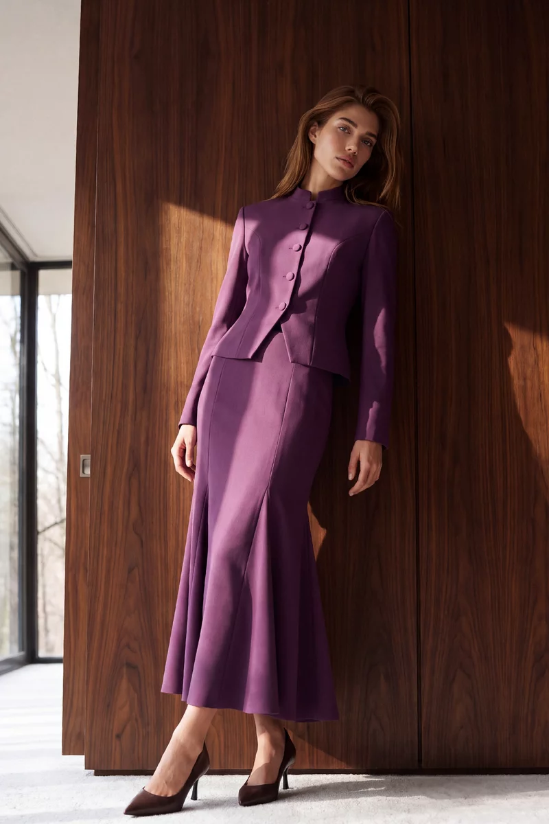 Wine-colored midi flared skirt photo 2