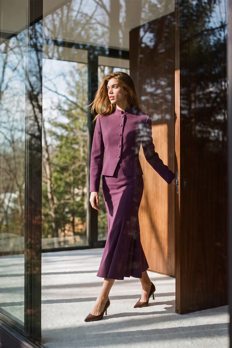 Wine-colored midi flared skirt photo 3