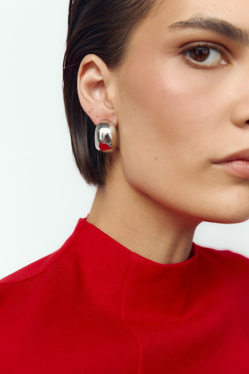 Silver crescent moon earrings image 1
