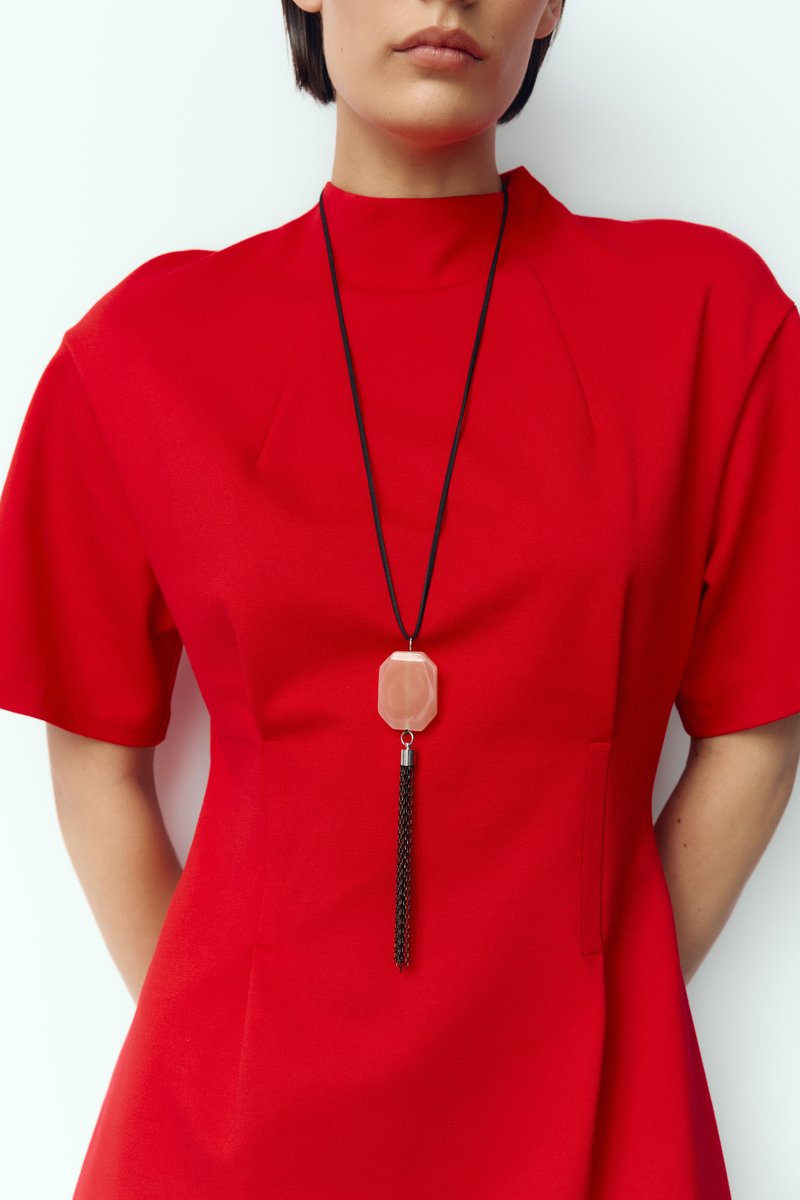 Black choker necklace with long pendant image 1