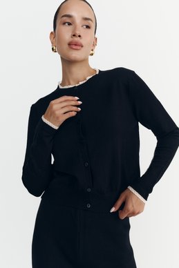 Black cardigan with accent inserts