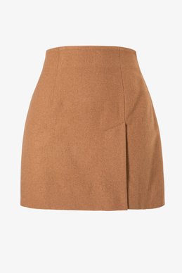 Camel mini skirt with wool inserts