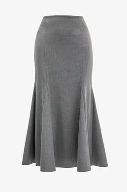 Gray flared midi skirt