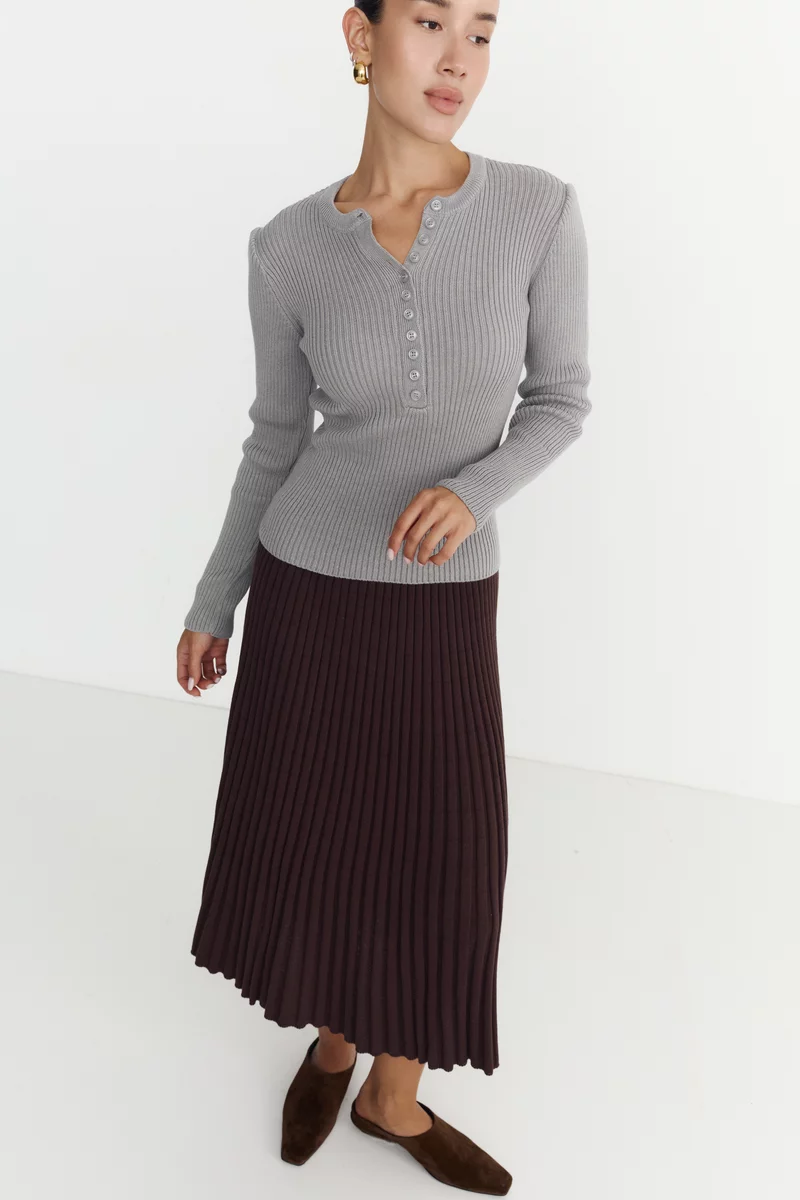 Gray knitted cotton longsleeve photo 4