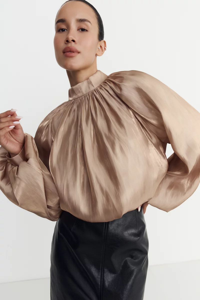 Beige Tencel blouse photo 2