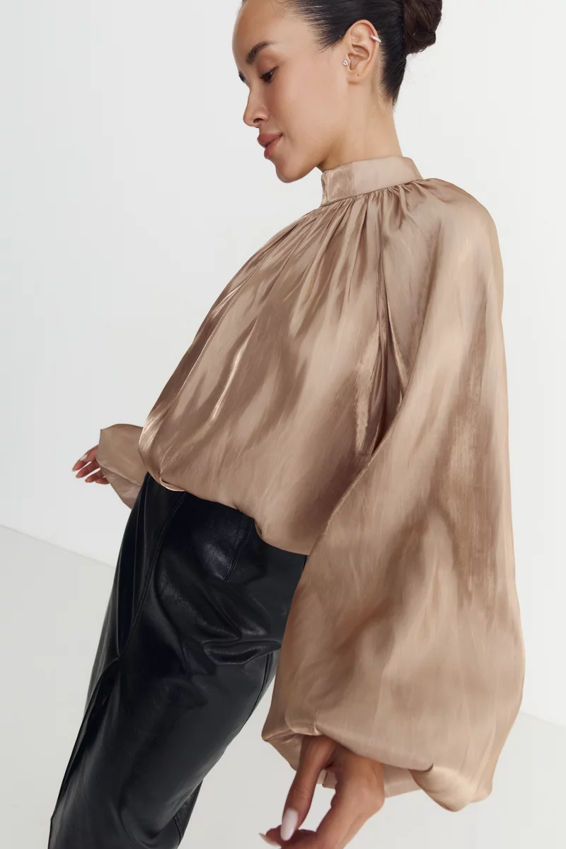 Beige Tencel blouse photo 4