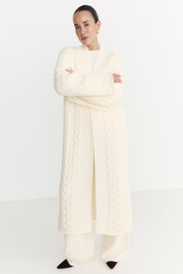 Milk knitted cardigan with textured knit