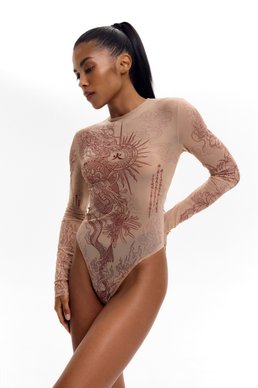 Bodysuit Fire made of stretch mesh