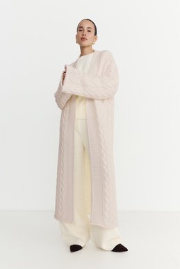 Knitted cardigan with textured knit in crystal rose shade