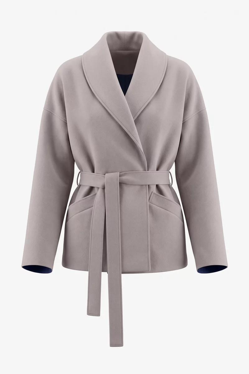 Gray coat with belt photo 1