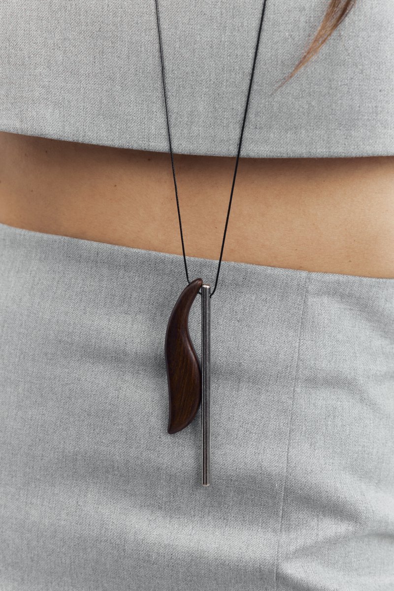 Silver choker with double pendant image 1