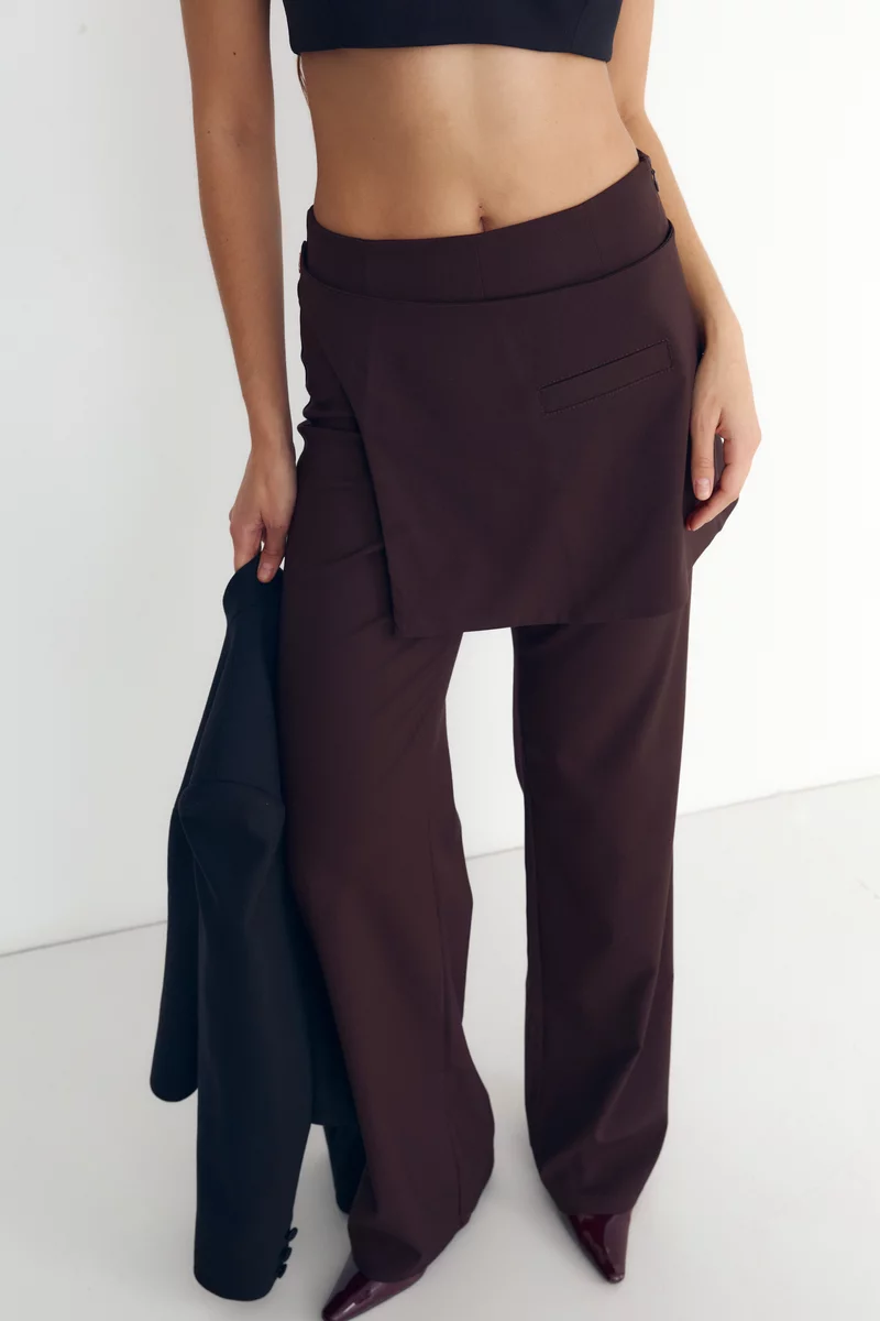 Chocolate-colored peplum pants photo 3