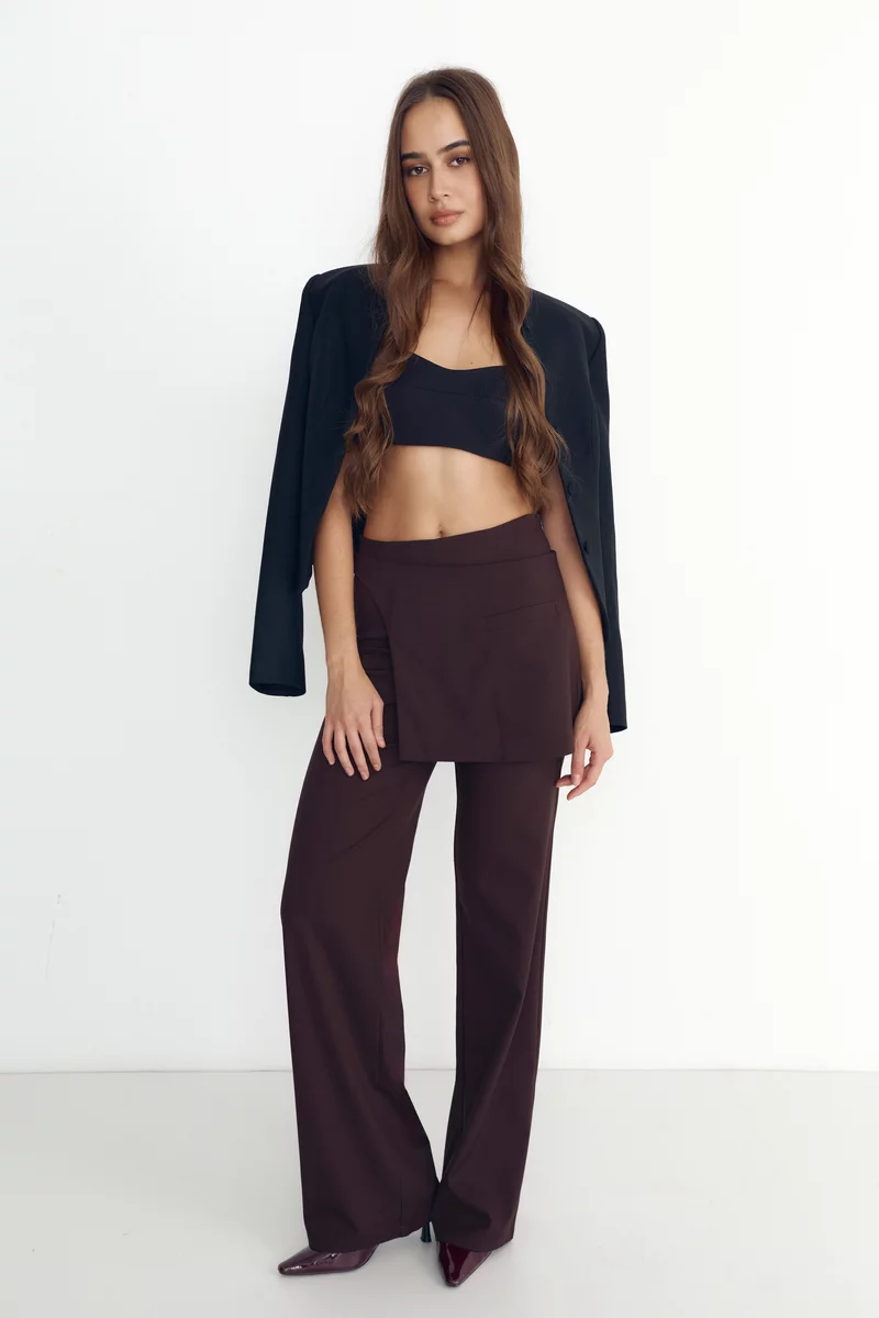 Chocolate-colored peplum pants photo 4