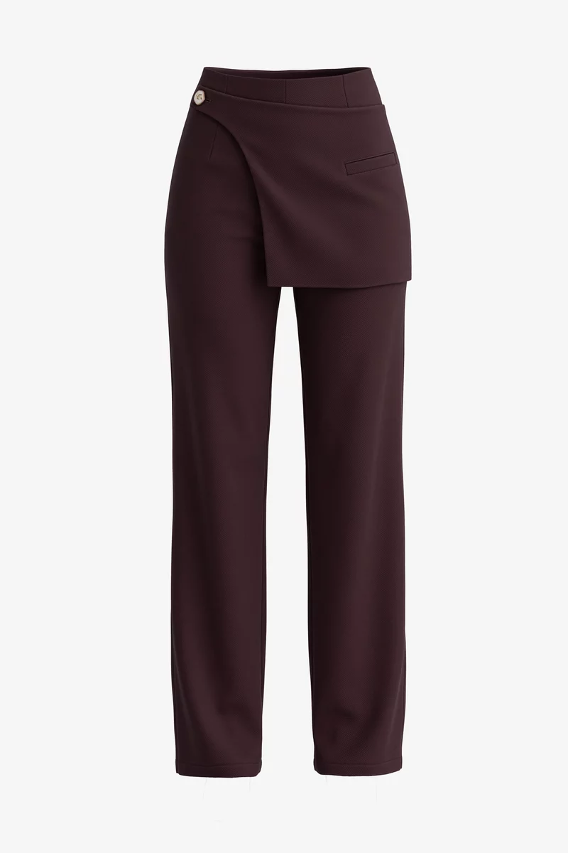 Chocolate-colored peplum pants photo 1